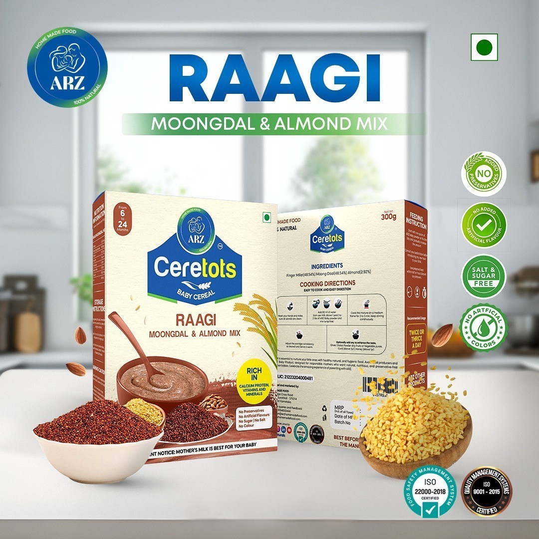 ARZ Ceretots Raagi Moongdal & Almond Mix Baby Cereal 300g