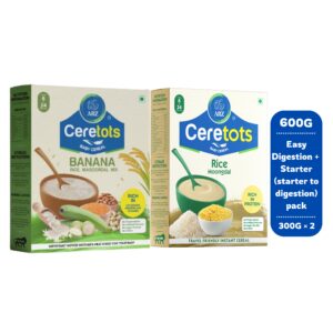 ARZ Ceretots Banana Rice Masoordal Mix + Rice Moongdal(INSTANT) — Gentle Digestion + Easy Weaning Combo | Pack of 2 (600g) | 6–24 Months