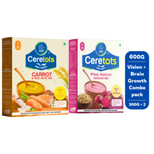 ARZ Ceretots Carrot & Rice Nuts Mix + Wheat Beetroot Almond Mix — Vision + Immunity Combo | Pack of 2 (600g) | 6–24 Months