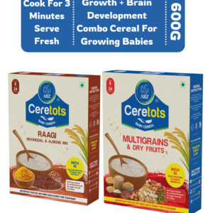 ARZ Ceretots Multigrains & Dry Fruits + Raagi Moongdal & Almond Mix — Growth + Brain Development Combo | Pack of 2 (600g) | 6–24 Months